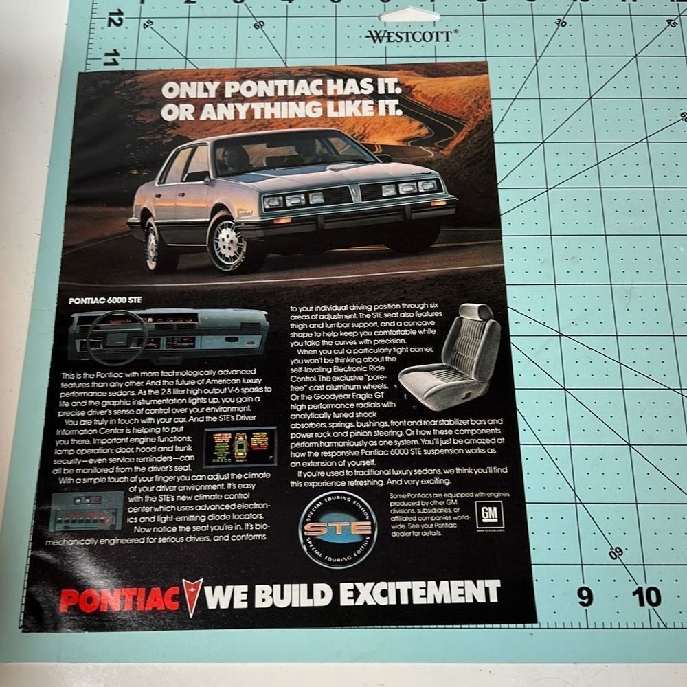 1983 Pontiac 6000STE Original Print Ad Advertisement